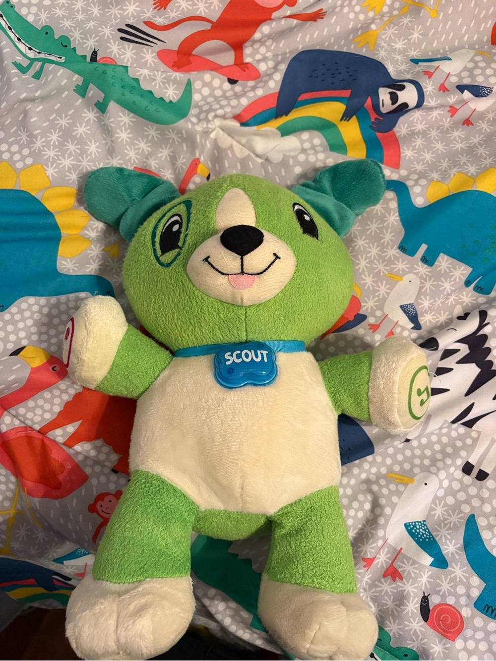 Fisher-Price Scout Green and White Interactive Plush Puppy
